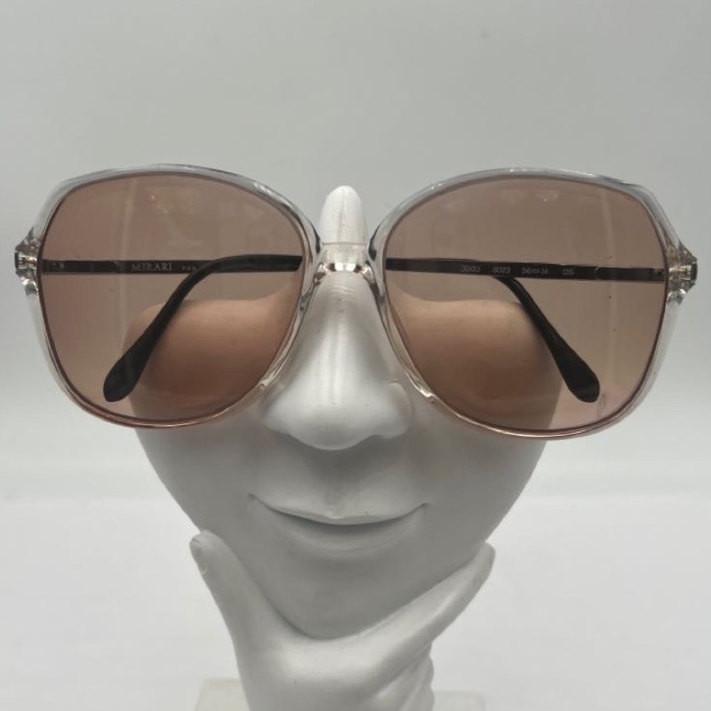Vintage Mirari Blue Gray Translucent Oval Sunglasses Frames Luxottica 3003 8023